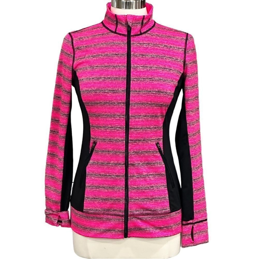 Ideology Women’s Active Jacket in the Size Small in Pink Metallic/Black Combo